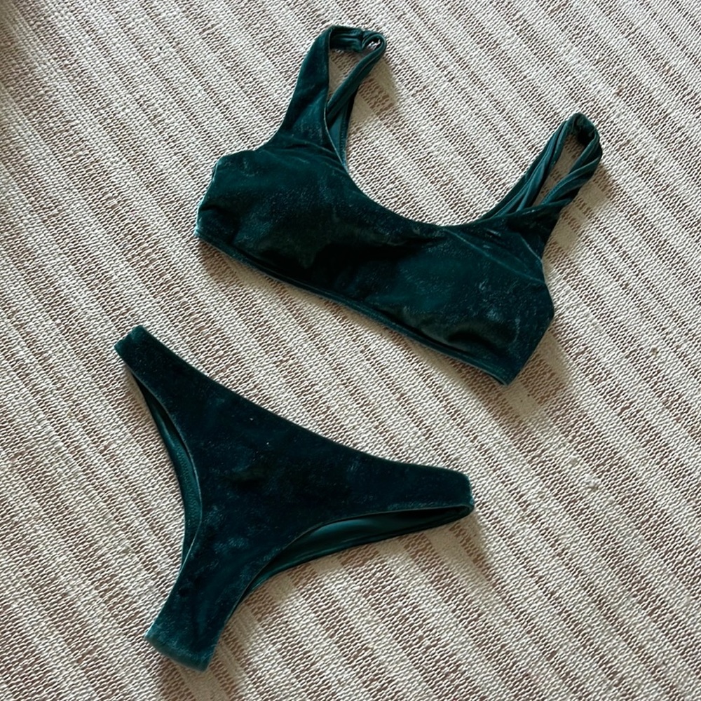 Hm Brazilian green Suade bikini 2 piece bathing suit